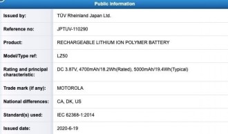 New Moto Nio! Smartphone was seen receiving network and battery certifications