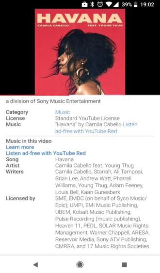 YouTube commence à afficher les noms des chansons dans les vidéos