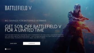 Battlefield V : 50 % de réduction pour les joueurs vétérans