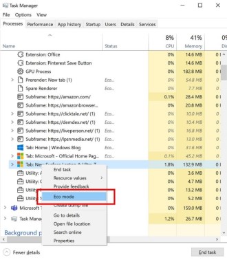 [Windows 10] Le Gestionnaire des tâches bénéficiera de fonctions d'efficacité énergétique