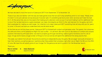 Cyberpunk 2077 is delayed to November 19