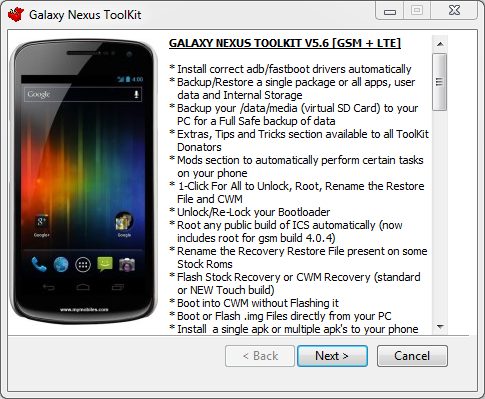 Galaxy Nexus Toolkit : tous les outils au même endroit