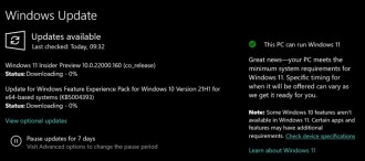 Windows 11 compatibility is reported via Windows Update now
