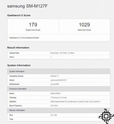 Galaxy M12: smartphone is seen on Geekbench with Exynos 850