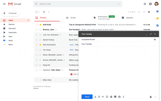 Gmail obtient une fonctionnalité de saisie semi-automatique pour écrire des e-mails