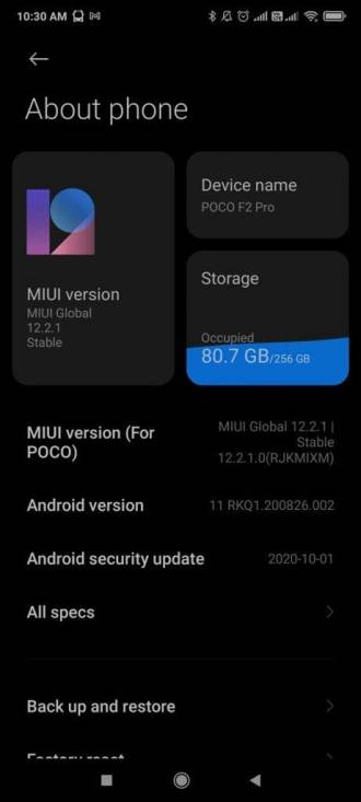 Poco F2 Pro commence à recevoir une mise à jour pour MIUI 12 basée sur Android 11